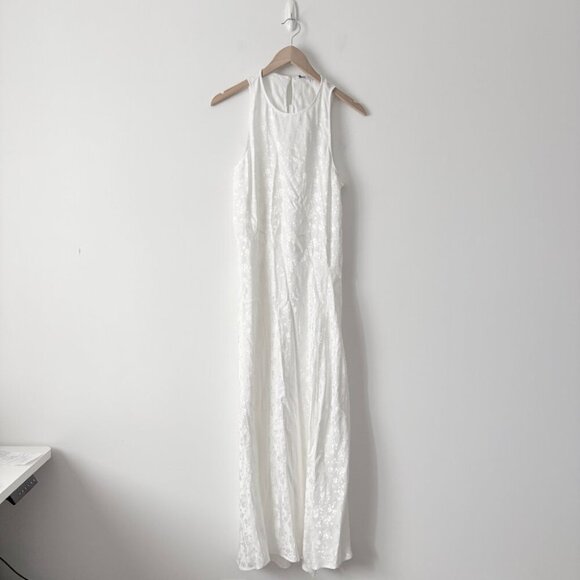 Zara Lace Jacquard Maxi Dress NWT White Size Medium - Picture 7 of 11